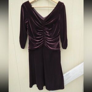 Sandra Darren Deep Purple Long Sleeve Dress